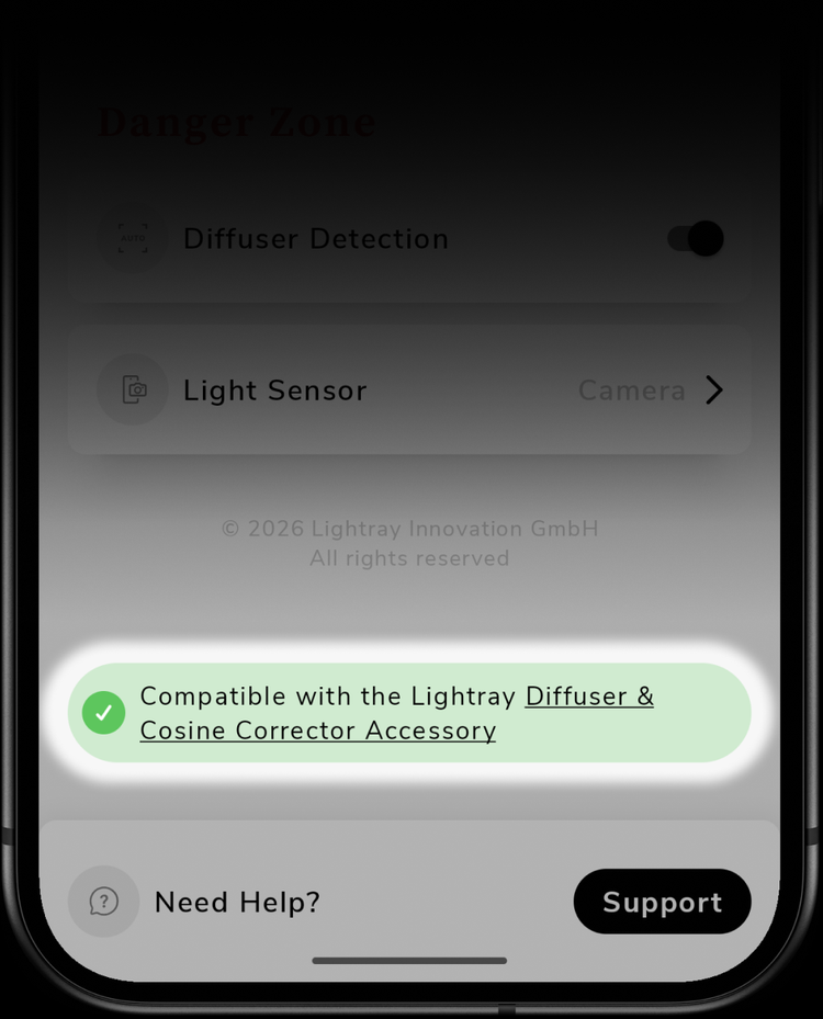 O selo de compatibilidade no fim do ecrã de definições da app